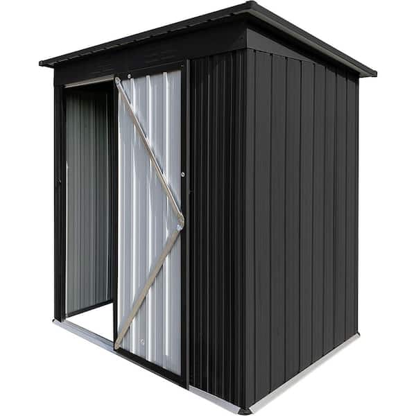 5 ft. W x 4 ft. D Black Outdoor Metal Storage Shed with Sloped Roof Utility Tool Shed Storage House (20 sq. ft.)
