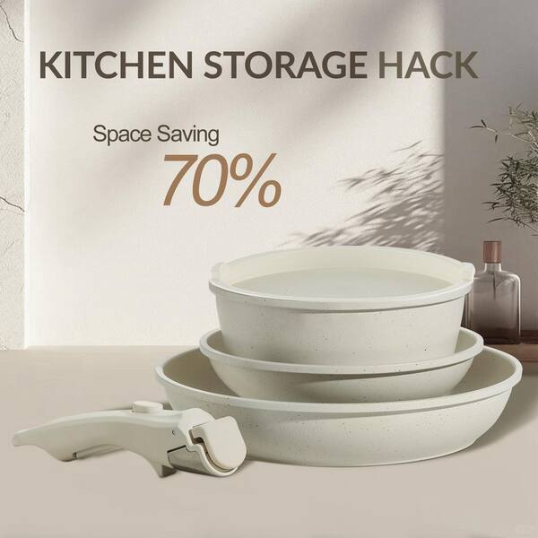 Anqtovp 8-Piece Non-Toxic Ceramic Cookware Set with Removable