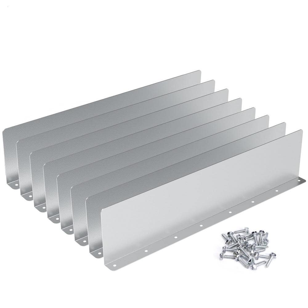 8-Pieces 15.7 in. x 3.54 in. x 0.78 Aluminum Gutter Valley Splash Guard,