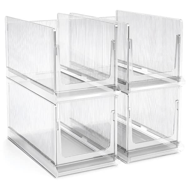 Sorbus Stackable Storage Bins Clear Closet Organizers and Storage - 4 Pack – Extra Large