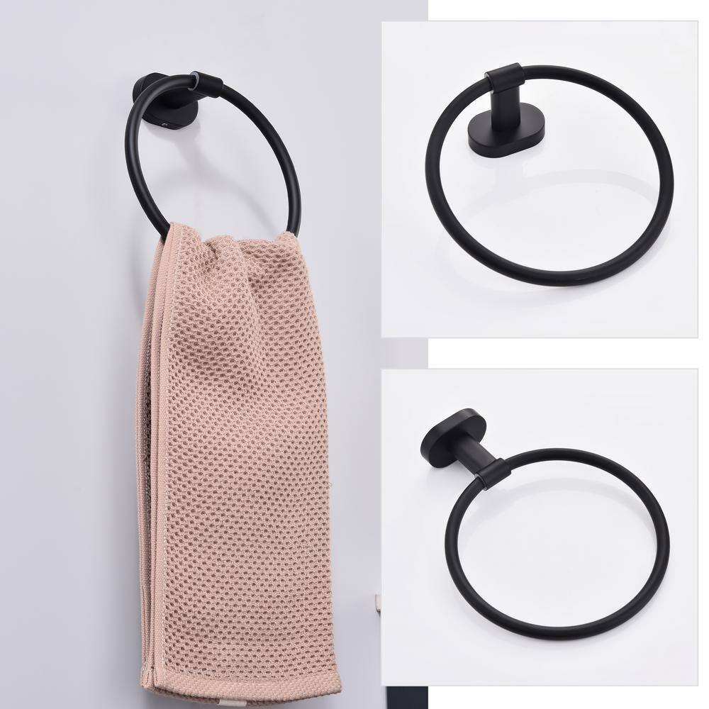 Matte Black Stainless Steel Wall Mounted Towel Ring Set