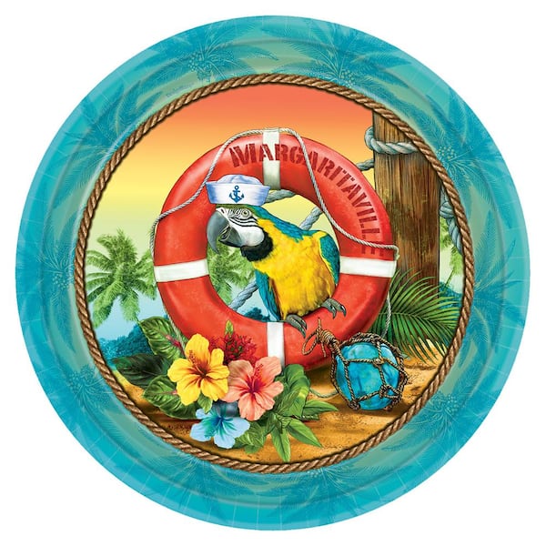 Amscan Summer 10.5 in. x 10.5 in. Multi-Color Paper Margaritaville Plates (2-Pack)