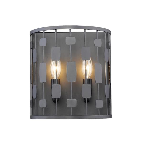 Unbranded Almet 9.25 in. 2-Light Bronze Wall Sconce Light with No Bulb(s) Included