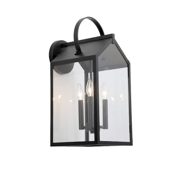 Luminosa 22''H Exterior Wall Matte Black Finish Clear Glass