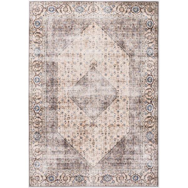 Abani Paloma Brown 2 ft. x 5 ft. Oriental Polyester Area Rug