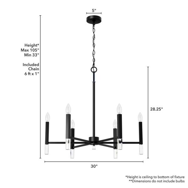 Hunter Sunjai 12-Light Matte Black Traditional Crystal Chandelier