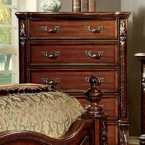 19 in. Cherry Brown 5-Drawer Wooden Chest of Drawers