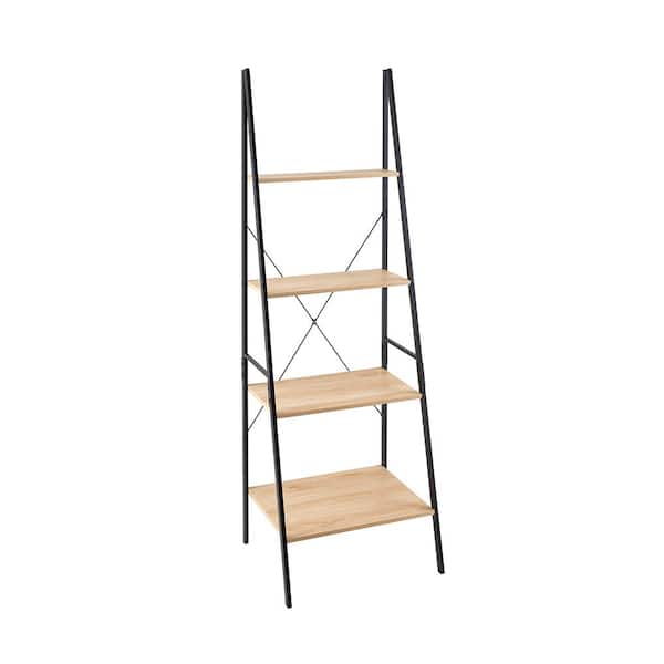 ClosetMaid Mixed Material Storage Furniture 70.87 in. H x 20 in. D Natural 4-Shelf Ladder Bookcase