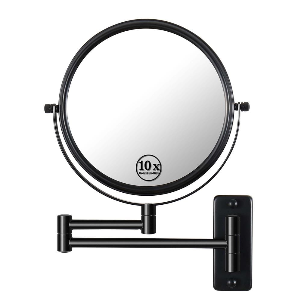 8 in. W x 8 in. H Round Framed Wall Bathroom Vanity Mirror in Black, 360 Ro