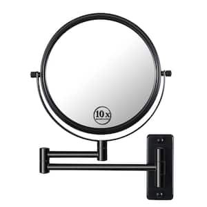 8 in. W x 8 in. H Round Framed Wall Bathroom Vanity Mirror in Black, 360 Rotation 10X Magnification Makeup Mirror Hotel