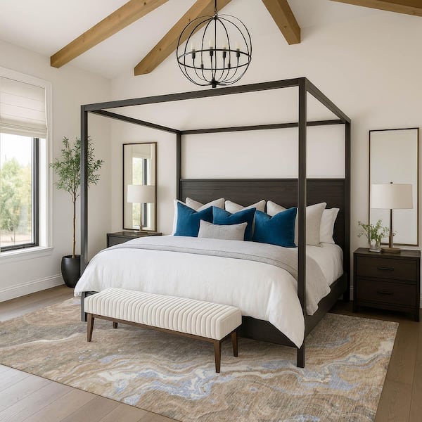 Mayfield Premium Machine Washable Abstract AMF1701 Taupe 9 ft. x 12 ft. Area Rug