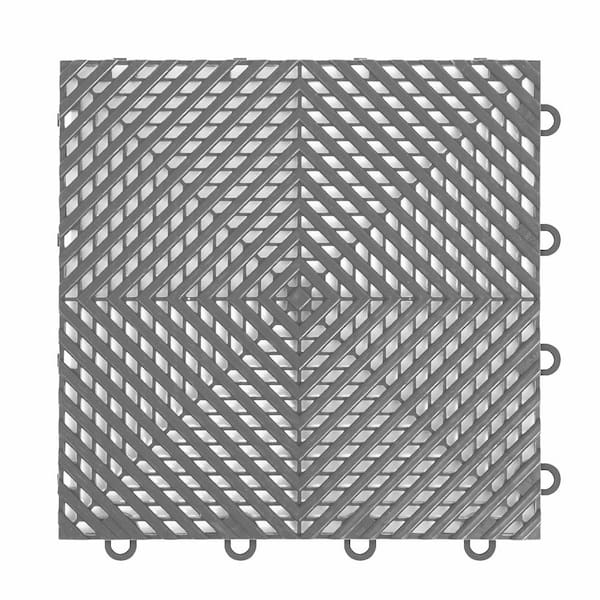 IncStores Nitro Vented 3/8 in. Garage Tiles, Graphite, 12 in. x 12 in., 16-Pack, Covers 16 sq. ft., Interlocking Floor Tiles