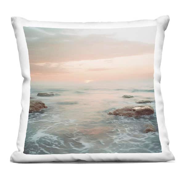 Seabreeze Sunset Melodies Blue Print Zipper Polyester 18 in. x 18 in. Throw Pillow