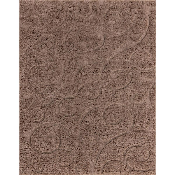 Unique Loom Floral Shag Carved Brown 8' 0 x 10' 0 Area Rug