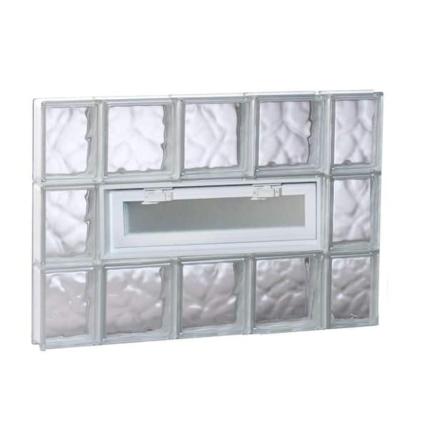 Clearly Secure 34.75 in. x 23.25 in. x 3.125 in. Frameless Wave Pattern Vented Glass Block Window