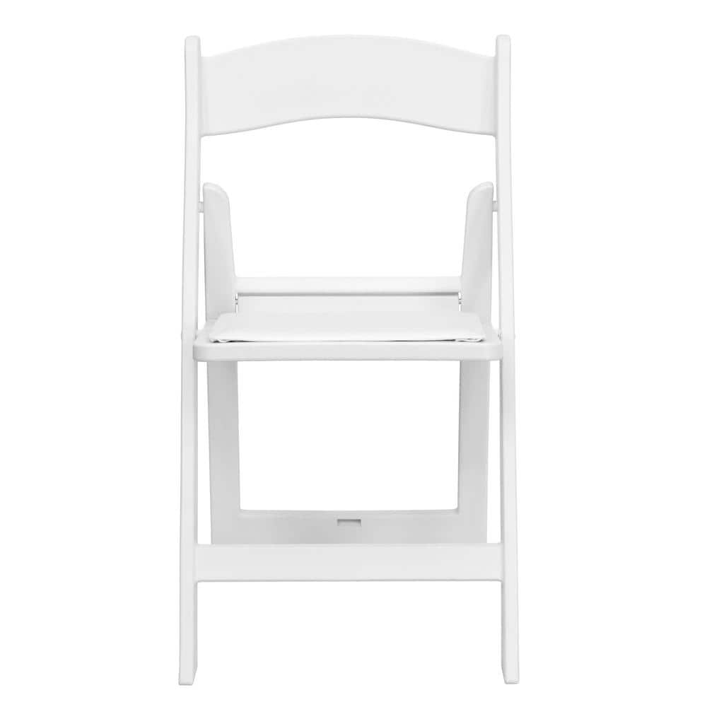 Elegant White Resin Lightweight Folding Chair with Cushioned Seat