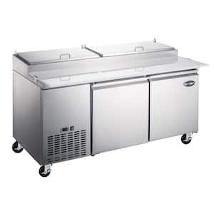 67.25 in. W 16 cu. ft. Commercial Pizza Prep Table Refrigerator Cooler in Stainless Steel