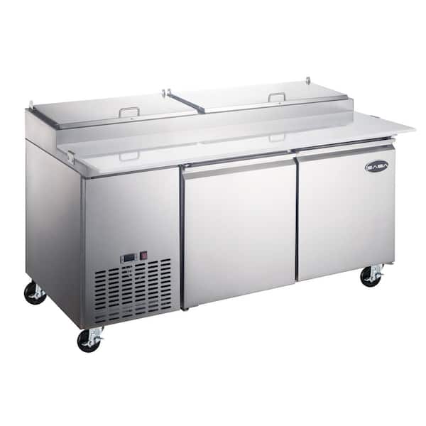 SABA 67.25 in. W 16 cu. ft. Commercial Pizza Prep Table Refrigerator Cooler in Stainless Steel