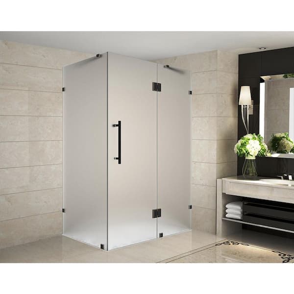 Aston Avalux 35 in. x 30 in. x 72 in. Completely Frameless Shower Enclosure with Frosted Glass in Oil Rubbed Bronze