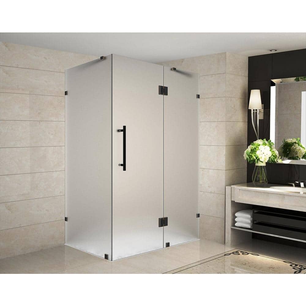 Avalux 37 in. x 32 in. x 72 in. Completely Frameless Shower Enclosure with Frosted Glass in Oil Rubbed Bronze price history on PriceWatchPro