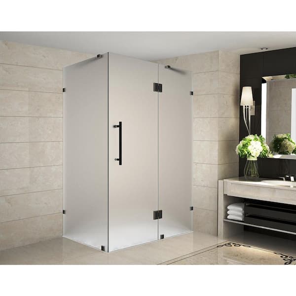 Aston Avalux 37 in. x 34 in. x 72 in. Completely Frameless Shower Enclosure with Frosted Glass in Oil Rubbed Bronze