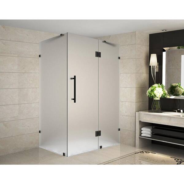 Aston Avalux 38 in. x 34 in. x 72 in. Completely Frameless Shower Enclosure with Frosted Glass in Oil Rubbed Bronze