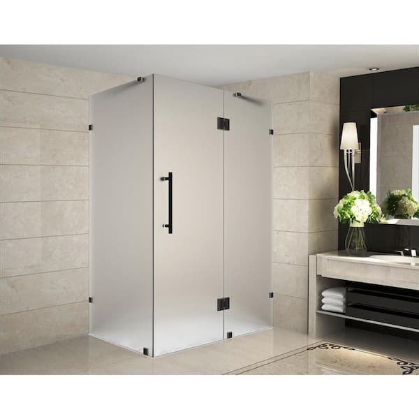 Aston Avalux 38 in. x 36 in. x 72 in. Completely Frameless Shower Enclosure with Frosted Glass in Oil Rubbed Bronze