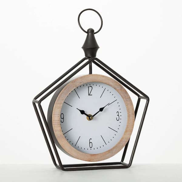 SULLIVANS 11.5 in. Metal Pentagon Table Clock