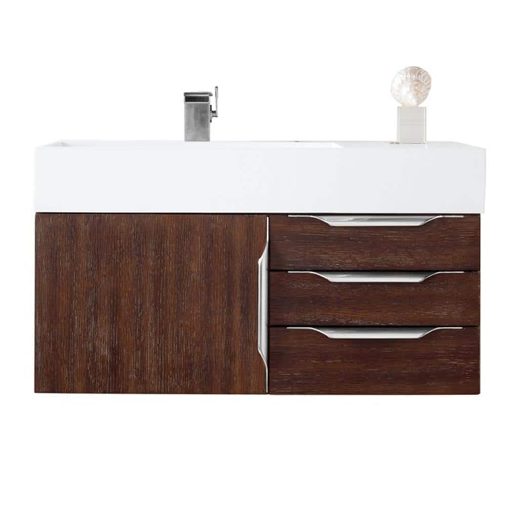 James Martin Vanities Mercer Island 36 In W Single Bath Vanity In Coffee Oak With Solid Surface Vanity Top In Glossy White With White Basin 3 V36 Cfo A Gw The Home Depot