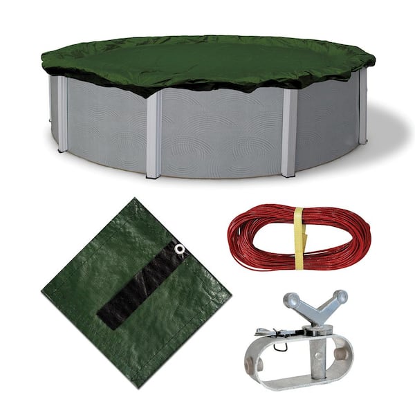 Blue Wave 12-Year 18 ft. Round Forest Green Above Ground Winter Pool Cover