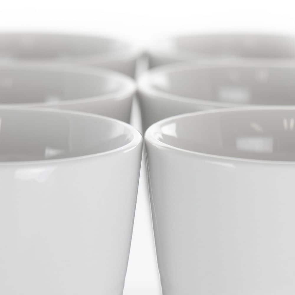 White Geometric Ceramic 12 oz Beverage Mug Set, 8 Pieces