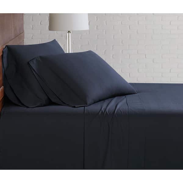 Solid 200TC Cotton Percale Black 3 Piece Twin Sheet Set
