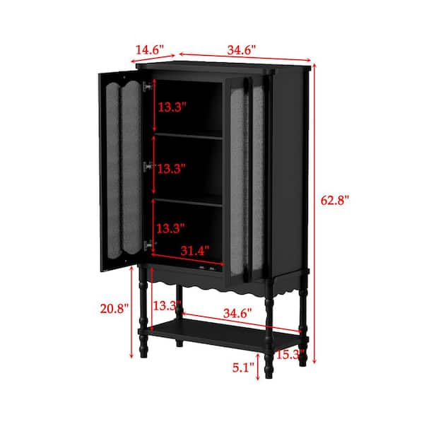 FUFU&GAGA Black 34.6 in. Display Cabinet with China Cabinet