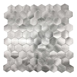 DIP Silver Hexagon 12 in. x 12 in. Metallic Mosaic Peel and Stick Tile Backsplash (10 sq. ft./case)
