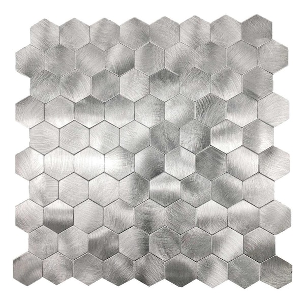 Personal Dip Silver Hexagon 12, Silver Metal Backsplash Tiles