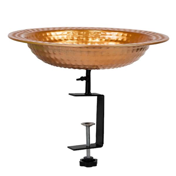 Sunnydaze Iron Deck-Mount Bird Bath or Feeder with Copper Finish 12 in.