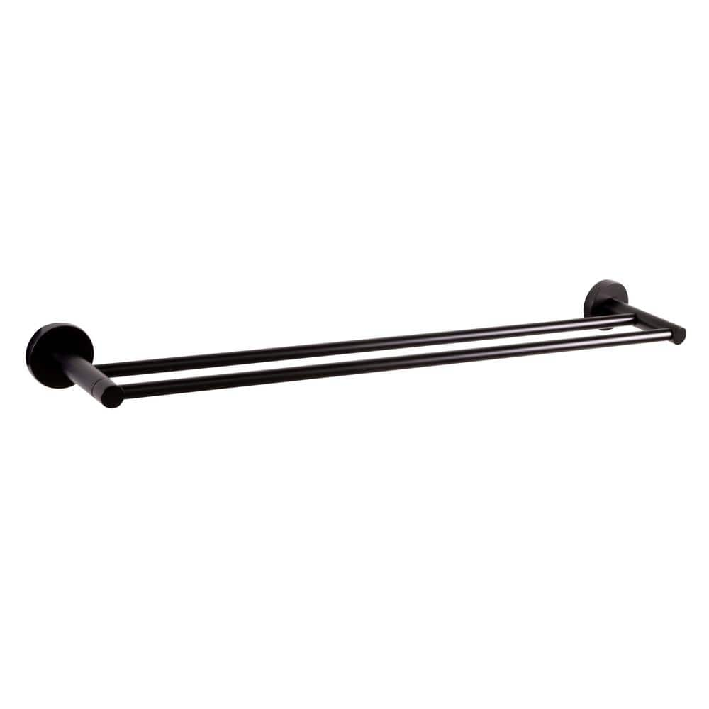 Design House Kelton 24 in. Wall Mounted Double Towel Bar in Matte Black