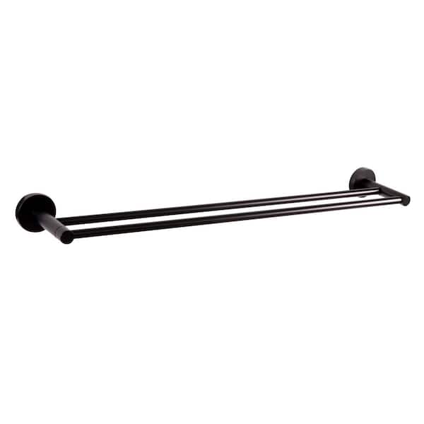 Design House Kelton 24 in. Wall Mounted Double Towel Bar in Matte Black