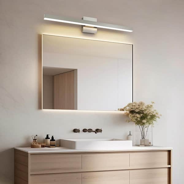 31.5 in. 1-Light Nickel LED Bathroom Vanity Light Bar with 5-CCT Adjustable Switch