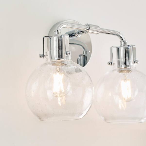 Generation Lighting - Clara 14 in. 2-Light Chrome Vanity Light Clear Seeded Glass Shades