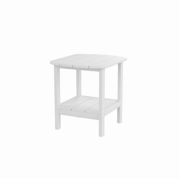 Mondawe Thor White Rectangle HDPE Plastic Bar 18.11 in. H Patio Outdoor Side Table