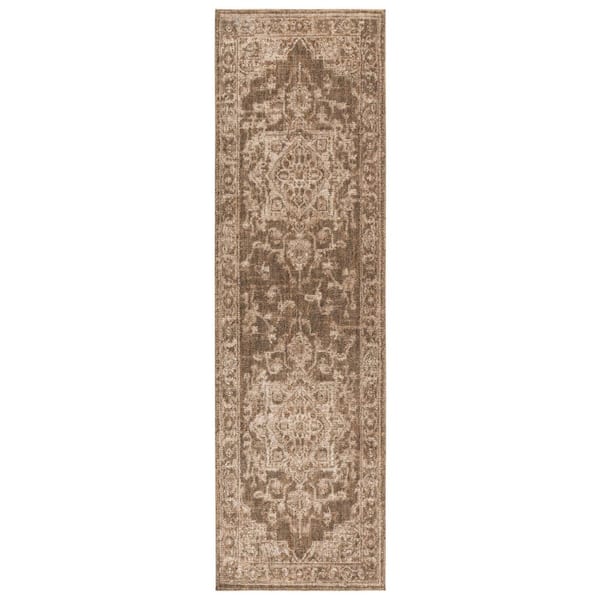 Whitney 2 ft. x 8 ft. Brown Medallion Runner Rug