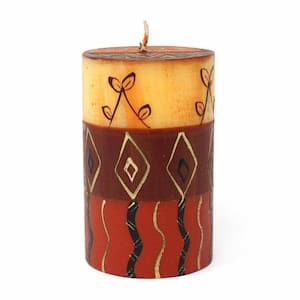 Unscented Hand-Painted Gold Pillar Candle in Gift Box, 4-inch (Bongazi Design)