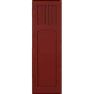 12 in. x 45 in. PVC True Fit San Miguel Mission Style Fixed Mount Flat Panel Shutters Pair in Pepper Red
