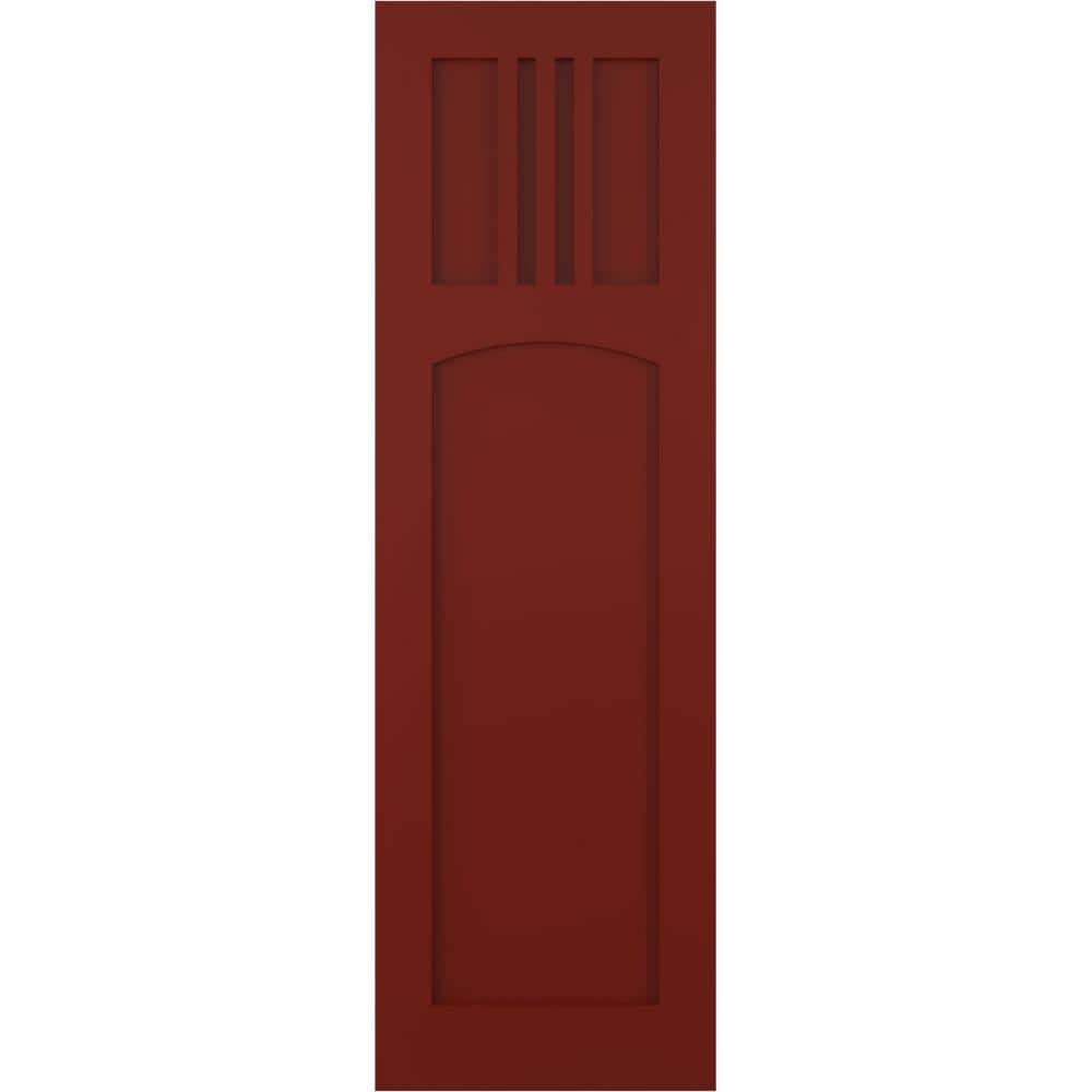 True Fit 12 in. x 47 in. Flat Panel PVC San Miguel Mission Style Fixed Mount Shutters Pair in Pepper Red price history on PriceWatchPro