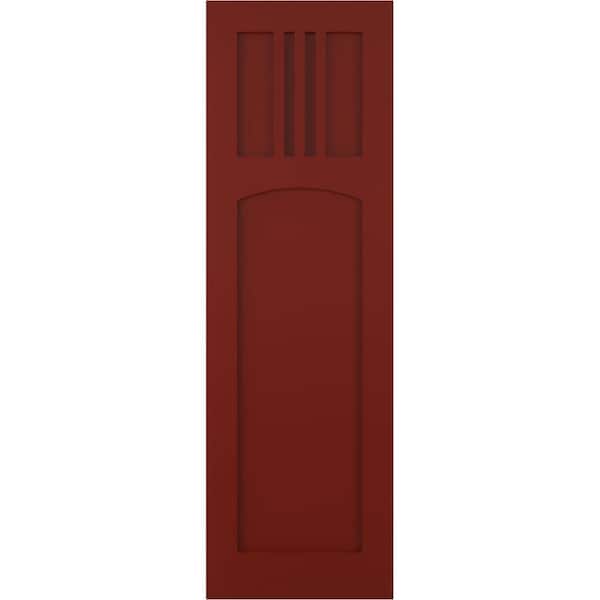 Ekena Millwork 15 inchw x 33 inchh True Fit PVC San Antonio Mission Style Fixed Mount Shutters, Pepper Red (Per Pair - Hardware Not Included)