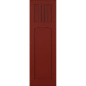 True Fit 15 in. x 77 in. Flat Panel PVC San Miguel Mission Style Fixed Mount Shutters Pair in Pepper Red
