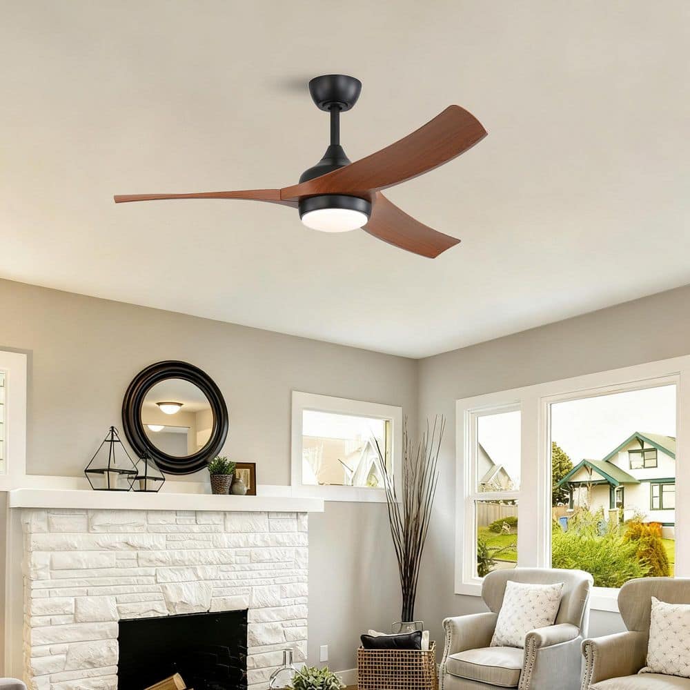 52 in. Indoor Integrated LED Brown Ceiling Fan Lighting with Remote for Room price history on PriceWatchPro