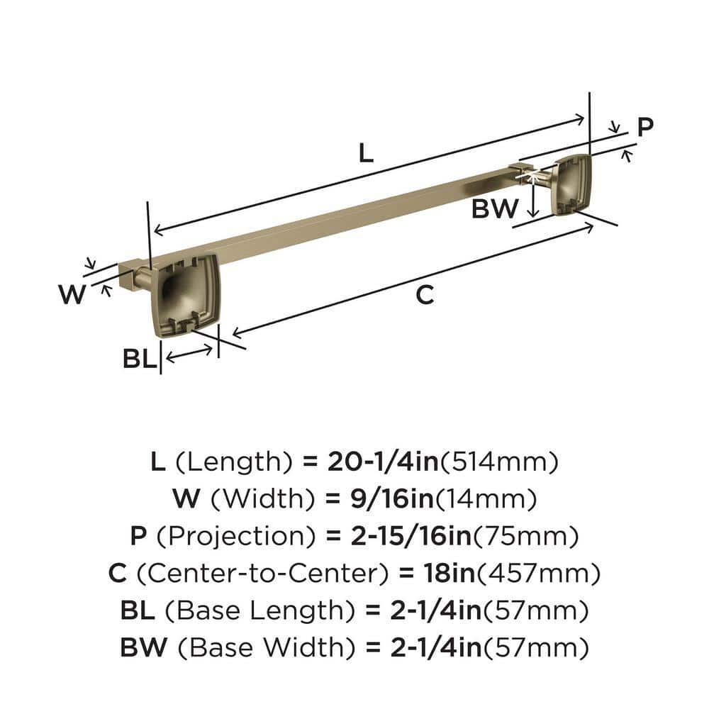 Golden Champagne 18-Inch Wall Mounted Towel Bar