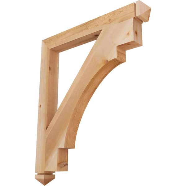 Ekena Millwork 3.5 in. x 44 in. x 38 in. Western Red Cedar Merced Arts and Crafts Smooth Bracket